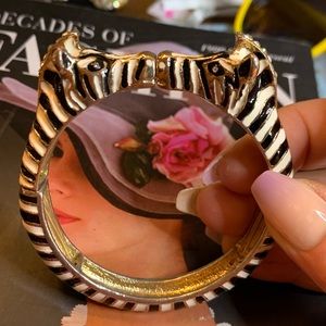 Zebra stretch bracelet with rhinestone detailing. Absolutely unique.
